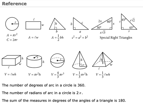 Math Reference Sheet