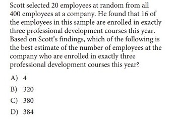 Scott selected 200 employees at random...SAT Math word problem