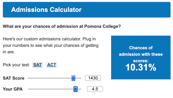 Screenshot pomona admissions